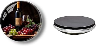 12Pcs Glass Refrigerator Magnet Magnetic Fridge Sticker,Decor for Kitchen,Whiteboard, Cabinet,Red Wine and Grapes