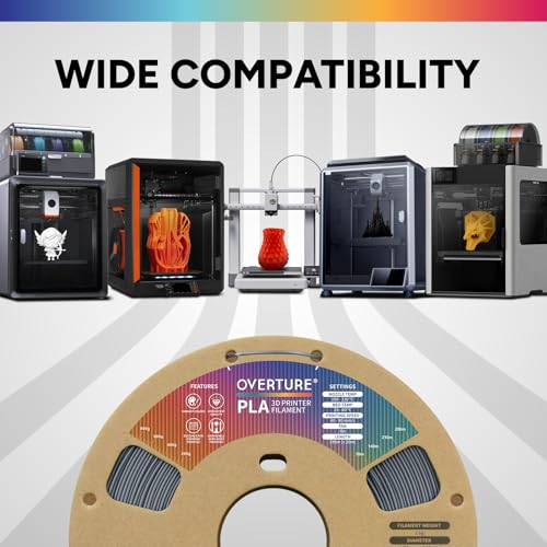 Image of OVERTURE 2KG Bundle PLA Filament 1.75mm, Neatly Wound 3D Printer Filament 2 Pack 1kg Spool (2.2lbs), Dimensional Accuracy + /- 0.02 mm, Fit Most FDM 3D Printers (Space Gray 2-Pack)