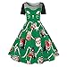 Produktbild VEMOW Damen Elegantes Cocktailkleid Abendkleid Damen Mode Sleeveless Christmas Cats Musical Notes Print Beiläufig Täglich Vintage Flare Dress(X3-Grün, 44 DE / 2XL CN)