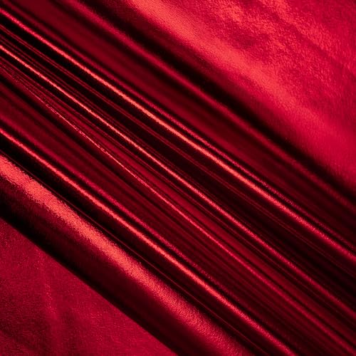 Ice Fabrics 4-Way Stretch Metallic Foil Spandex Fabric by The Yard – 60" Wide Shiny Material for Sewing Dresses, Costumes, and Activewear (Red, 1 Yard)