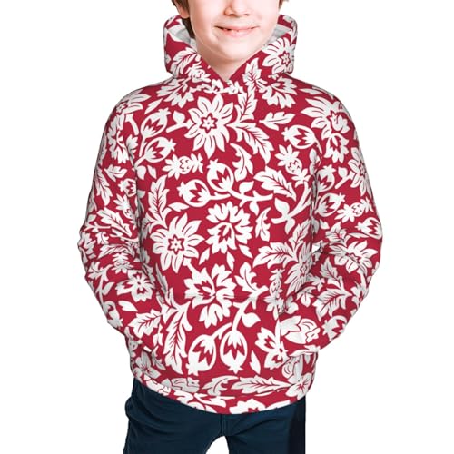 Red Flowers Kid Hoodies Boys Sweatshirts Girls Pullover with Pocket3