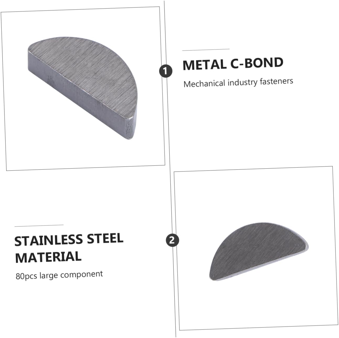 80pcs Stainless Steel Woodruff Keys Semicircle Fasteners Quality for Industry