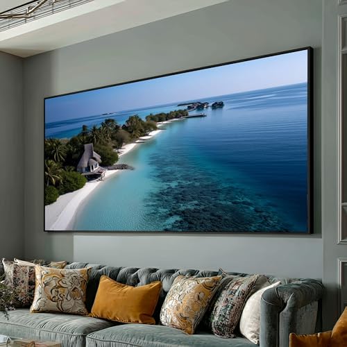 Toile vue plage XINBAO 70x140cm paysage côtier avec cadre