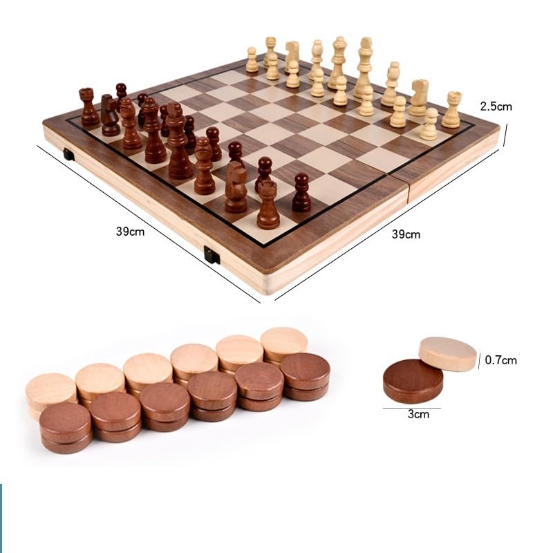 Jeu d'échecs 2 en 1, Jeux de société en Bois avec Instructions échecs