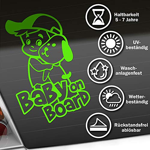 Kiwistar - Babyaufkleber - Weiß - Geschwister Junge Mädchen Sticker - Baby on Board 15cm - für Auto, Motorrad, Fahrrad, Tuning