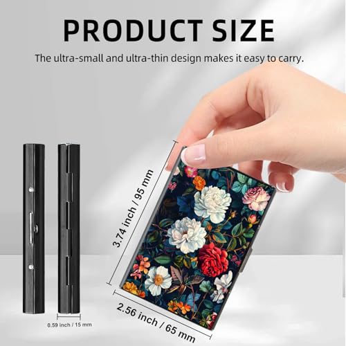 Metal Wallet, Minimalist Aluminum RFID Wallet & Credit Cards Wallets, Colorful Floral Slim Mini RFID Blocking Credit Card Holder for Men & Women, 6 Slots Front Pocket Card Case2