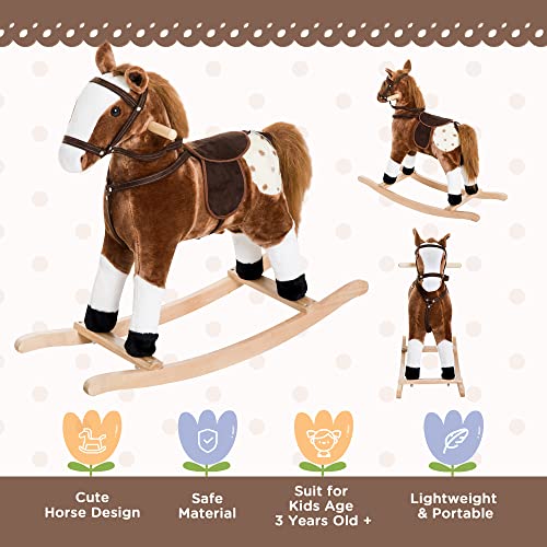 Qaba US54-00030131 Kids Rocking Horse Plush Ride On Toy Toddler Rocker thumb #3