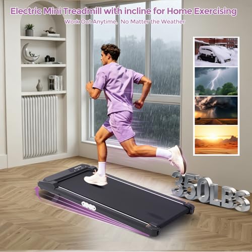 Image of Treadmills with Handle Bar, Walking Pad with Incline for Home Small, Portable Treadmills for Home Exercising, Electric Mini Walking Pad Treadmills with Handles, 3.5HP, 0.6-10MPH, 400LBS
