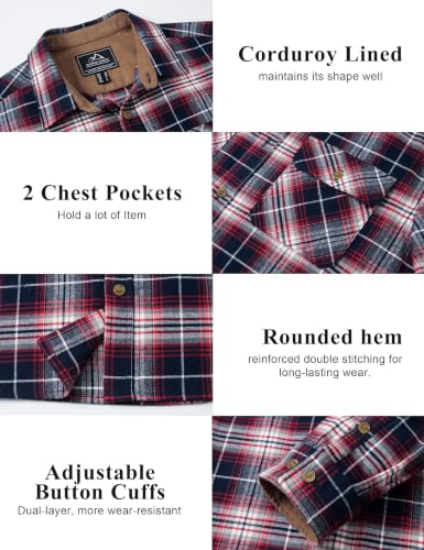 Image of Cotrasen Mens Flannel Shirts Cotton Plaid Button Down Shirt