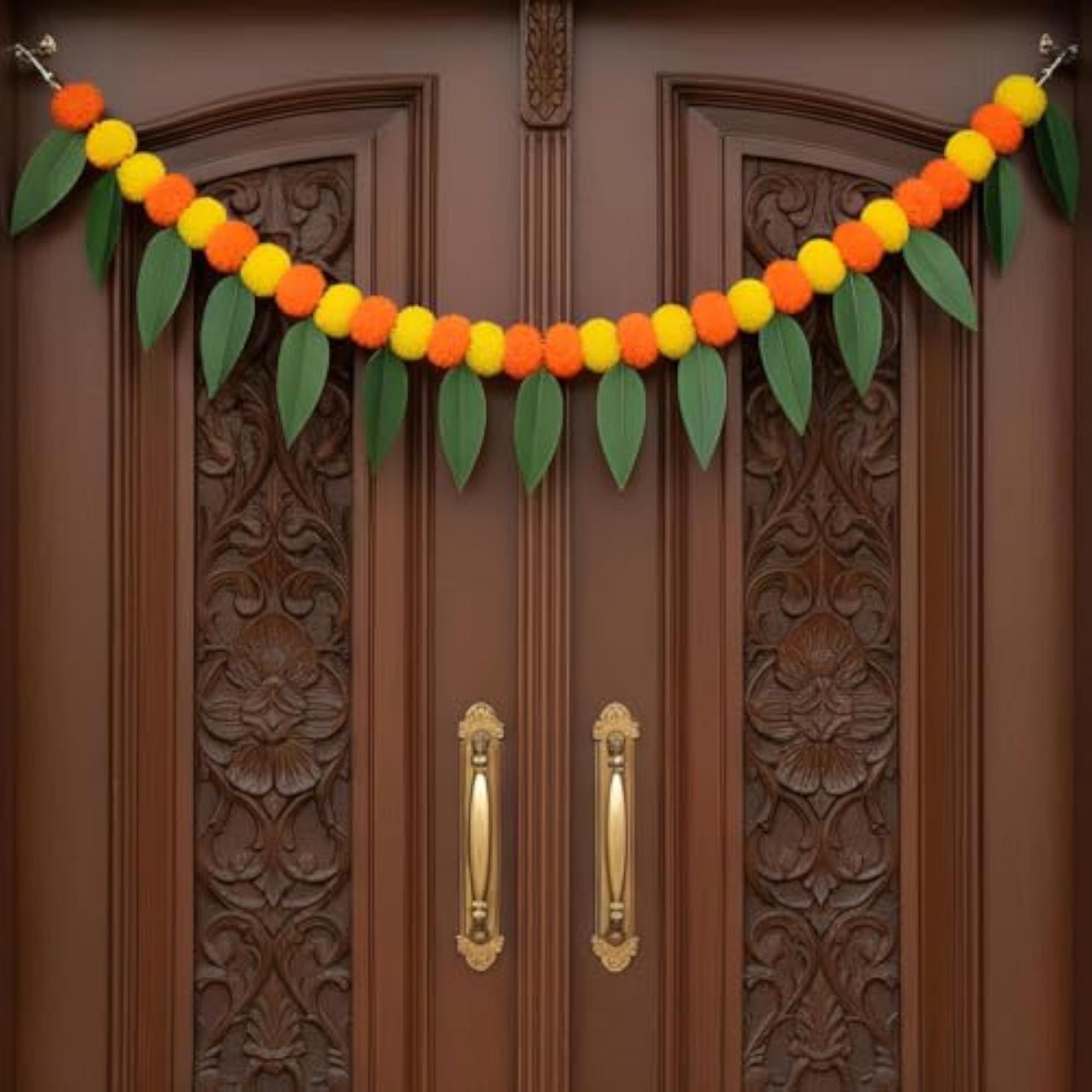 Traditional Mango Leaf Marigold Toran for Festive Decoration