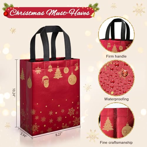 STYPOP 16 Pack 10" Christmas Gift Bags Medium Size with Tissue Paper, Reusable Non-Woven Christmas Tote Bags with Handles, Perfect for Holiday Gift Wrap/Party Favor Supplies, 10.2" × 8.3" × 4" - image 2
