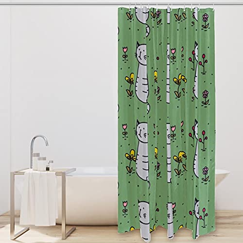 Rideau de douche chat gris 152x183 cm avec 12 crochets de fixation - 3