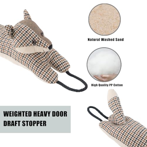 Image of Marwood Under Door Draft Stopper Decorative Wind Stopper 42 inch for Door & Window, Weighted Animal Air Draft Stopper Snake Noise Blocker for Bottom of Door with Hanging Loops - Fox