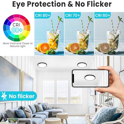 Image of libtit 7 Inch Oil Rubbed Bronze Flush Mount Ceiling Light, 15W Ceiling Light Fixture,3000K /4000K /6500K Color Selectable,Ultra-Thin Round Ceiling Lighting Fixture for Bedroom Kitchen Pantry Basement