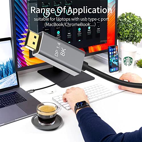 Image of USB C to DisplayPort Cable 1.4,8K 4K Thunderbolt 3 to DisplayPort Adapter 6.6FT(4K 60Hz /144Hz /120Hz,2K 240Hz) 32.4Gbps HDR Support Compatible with Mac-Book Pro /Air,Surface Book,XPS 15 /13 More
