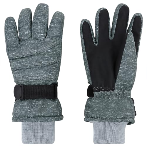 Image of Duoyeree Kids Waterproof Ski Gloves Warm 5-Fingered Winter Accessories for Boys & Girls Aged 4-13.