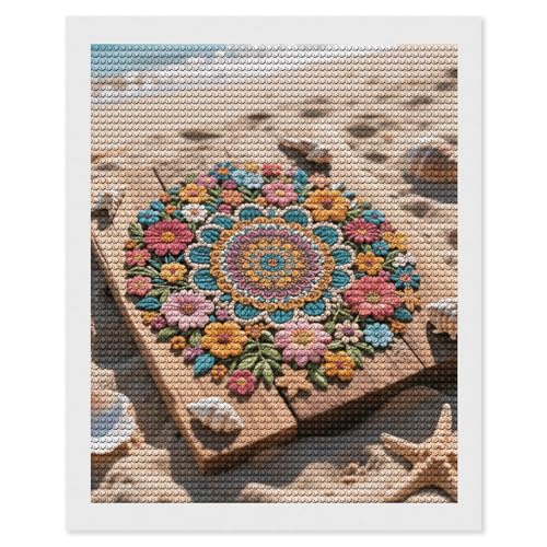 Broderie diamant 5D mandala floral pour créer votre décoration murale bohème de salon