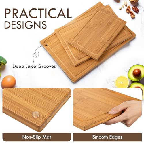 Set 3 Tablas de Cortar de Bambú con Surco y Soporte miniatura 4