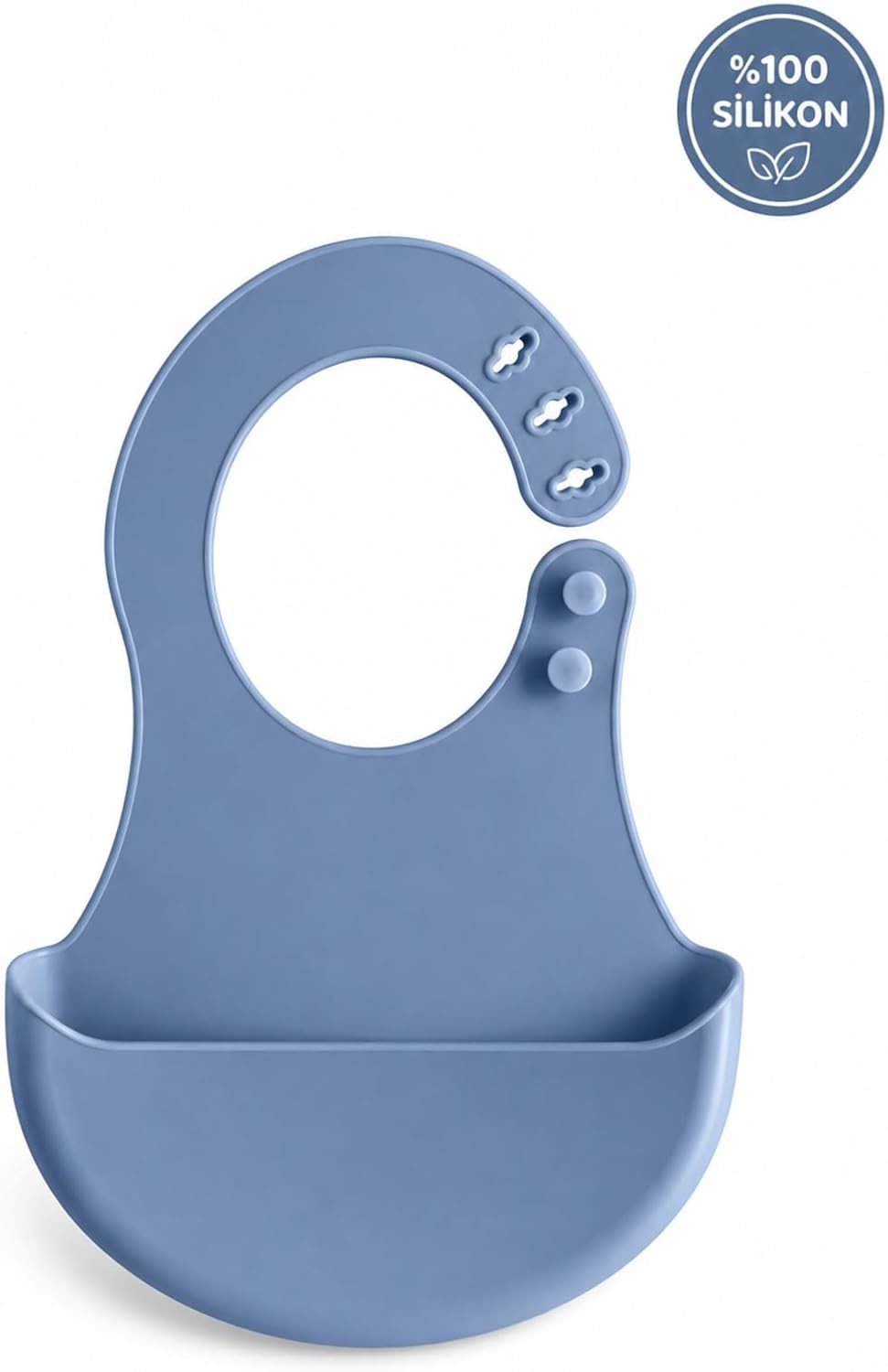 BPA İçermeyen%100 Silikon Bebek Mama Önlüğü Kaydırmaz Cepli Bebek Önlüğü Mavi
