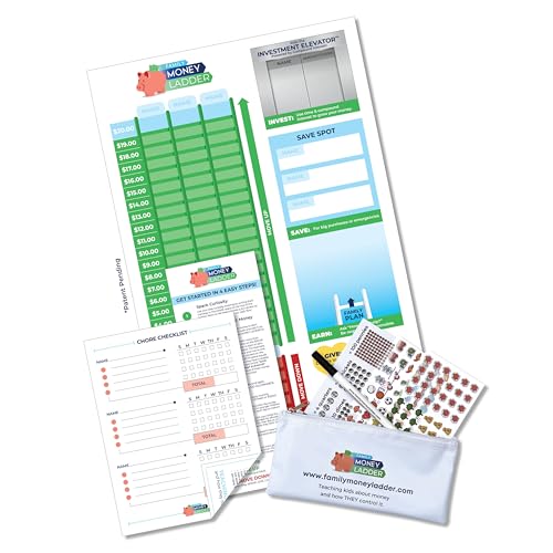 Family Money Ladder - Money Management for Kids, Allowance Chore Chart, and Behavior Management- Magnetic