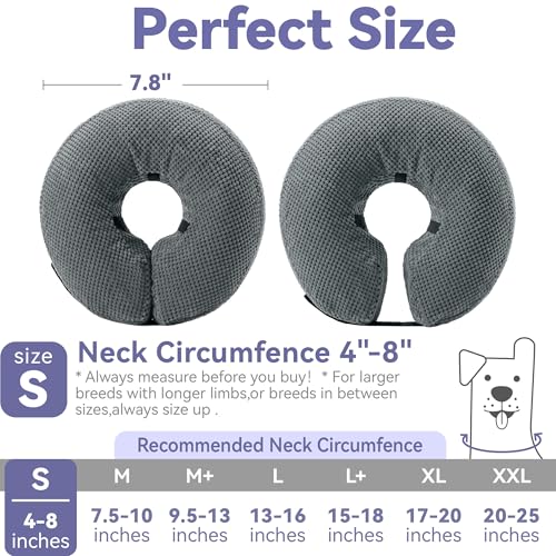 Image of Loflaze Soft Inflatable Dog Cone Collar Alternative After Surgery - Dog Neck Donut E Collar for Large Medium Small Dogs Cats Post Surgery - Recovery Collar to Stop Licking - Grey, S