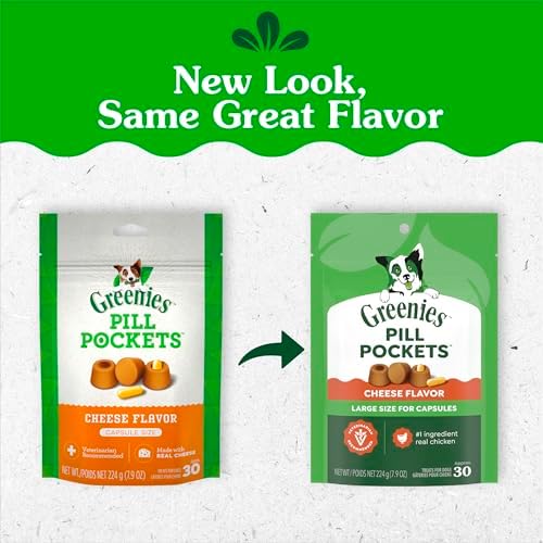 Greenies Pill Pockets Large Size Dog Treats, Cheese Flavor, 7.9 oz
