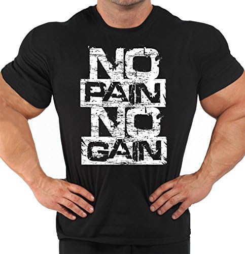 Gym Motivation T-Shirt Workout MMA Fighting Black Shirt - Bodybuilding Training NO Pain NO GAIN (XL, Black)