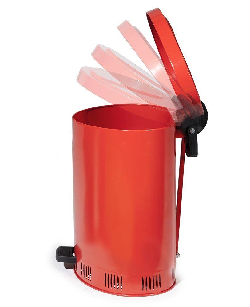 Sammelbehälter aus Stahl, rot, 545 mm x 580 mm x 535 mm, 65 Liter Volumen, mit Öffnungspedal, sicherer Brandschutz