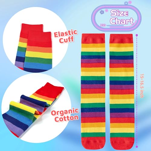DXTON Girls Rainbow Knee High Socks: Kids Crazy Cotton Long Socks 3-12 years, Novelty Dancing Fun Gift3