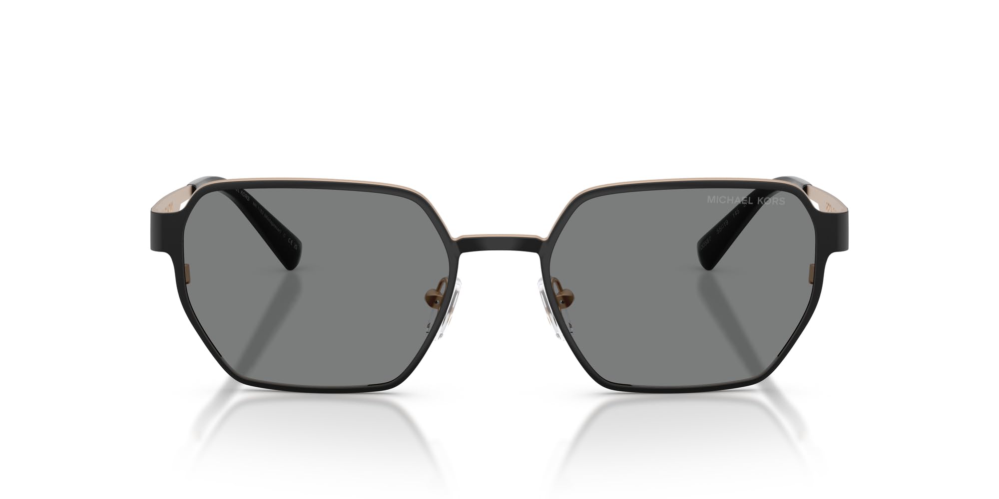 Mens MK1183 Madagascar Hexagonal Sunglasses, Black Matte/Dark Grey Monochromatic, 55 mm