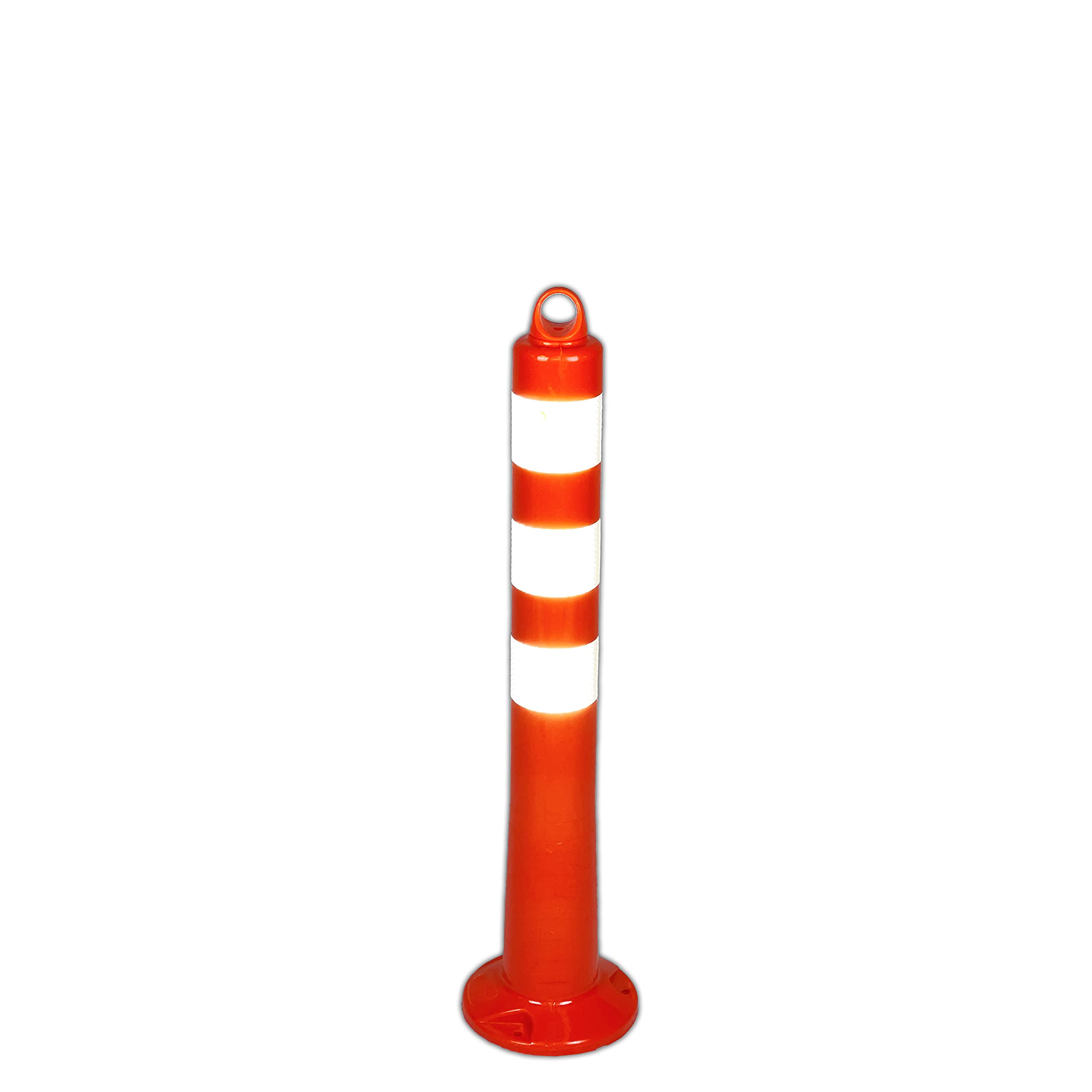 UvV 4 Stück Absperrpfosten UVTP2012 flexibel 75cm Kettenpfosten reflektierend mit praktischer Absperrkette als flexibler Sperrpfosten mit stabilem Standfuß inkl. Befestigung, orange (4)