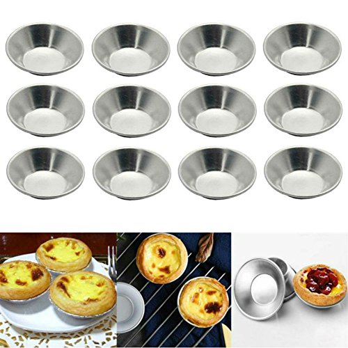 AKOAK Egg Tart Mold Heat Resistant Non Stick Aluminum Mini Pie Cupcake Cake Pan Cookie Pudding Jello Chocolate Molds Tin Baking Tool Baking Cups 12