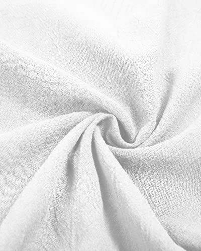 Jacansi Men's Cotton Linen Henley Shirt Long Sleeve Hippie Casual Beach T Shirts White L #TOP5