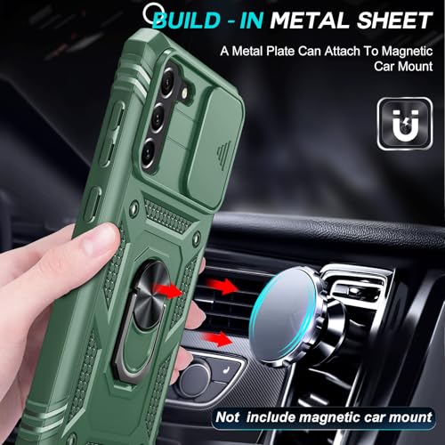 LeYi Compatible for Samsung Galaxy S21-FE Case: Galaxy S21 FE 5G Case with Screen Protector Tempered Glass X 2 & Magnetic Stand, Dual Layer Protective Samsung S21FE Case para Cell S 21 FE, Green - image 5