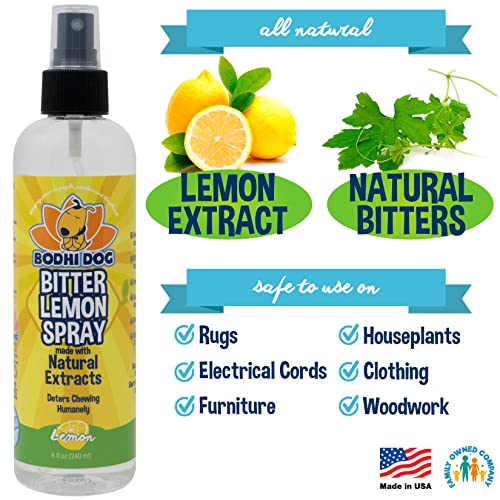 Bodhi Dog Bitter Lemon Spray - Anti-Chew Spray for Dogs, Cats, Puppies, & Kittens- Training Aid for Chewing - Safe & Non Toxic - Ideal for Pet Behavioral Training - Made in USA (8 Fl Oz)