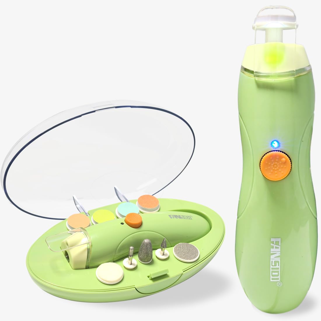 Cortauñas recargable para bebés, lima de uñas eléctrica segura FANSIDI con 13 almohadillas de repuesto, kit de cuidado para uñas de los pies, para recién nacidos, bebés, niños pequeños o adultos.