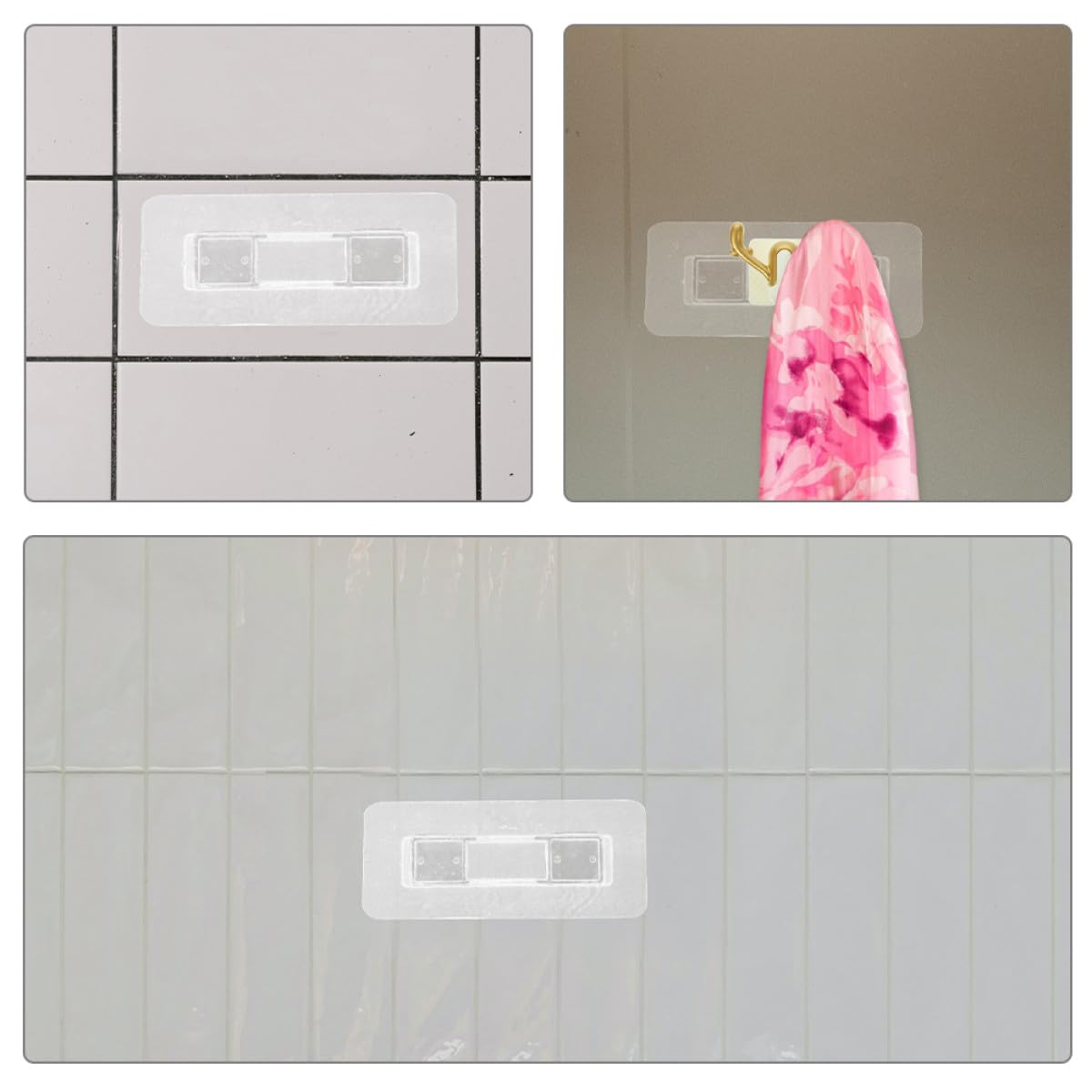 TOYANDONA Ganchos Adhesivos Transparentes para Colgar en Pared sin Taladro, 50 Piezas, Resistentes para Estante de Ducha y Toallero, Uso Múltiple en Baño y Cocina