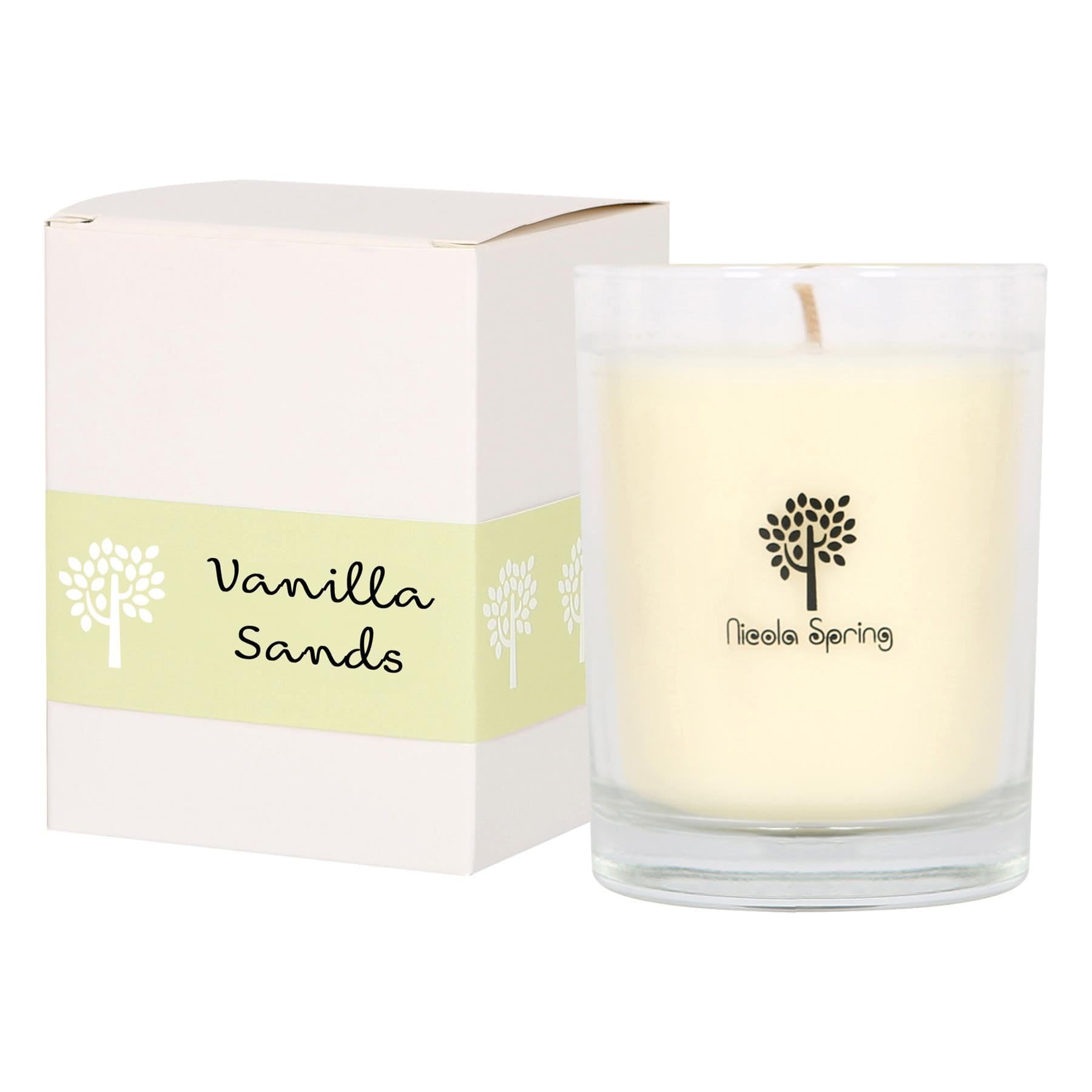 Nicola Spring Soy Wax Scented Candle 160g – Vanilla Sands Fragrance – 28 Hour Burn Time Eco-Friendly Jar Candle for Relaxation, Aromatherapy, Luxury Gifting & Home Décor