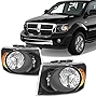 AKKON - For Black 2007 2008 2009 Dodge Durango Headlights Front Lamps Pair Direct Replacement Left + Right