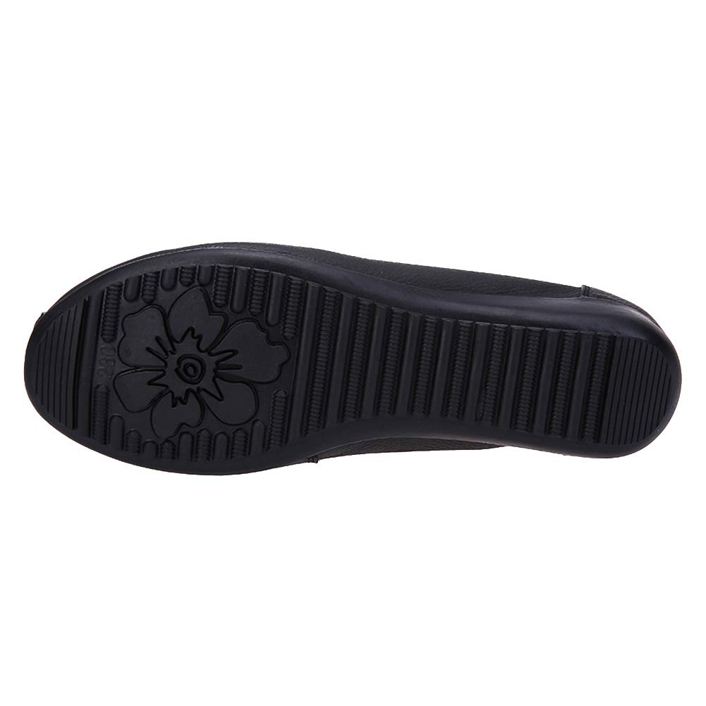 Femmes Cuir Véritable Chaussures de Confort Semelle Souple Ballerines Bas Talon Compensé Chaussons