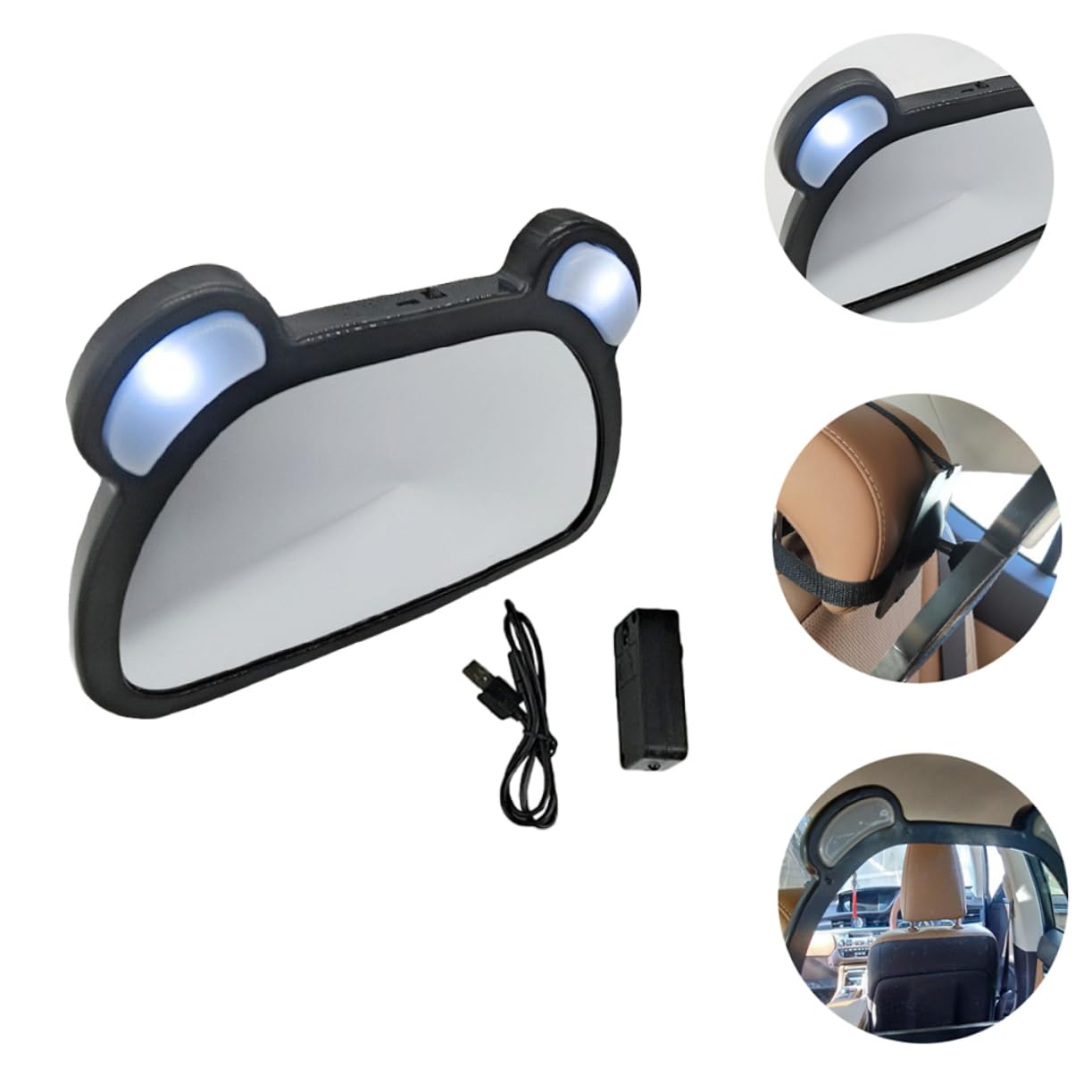 Rétroviseur D’observation Arrière pour Bébé LED Voiture, 1 Pièce