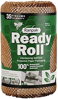 Ranpak Ready Roll Natural Packing Paper 30 ft x 14 in | Honeycomp Wrapping Paper | Sustainable, Environmentally Friendly, 100% Paper Made in The USA