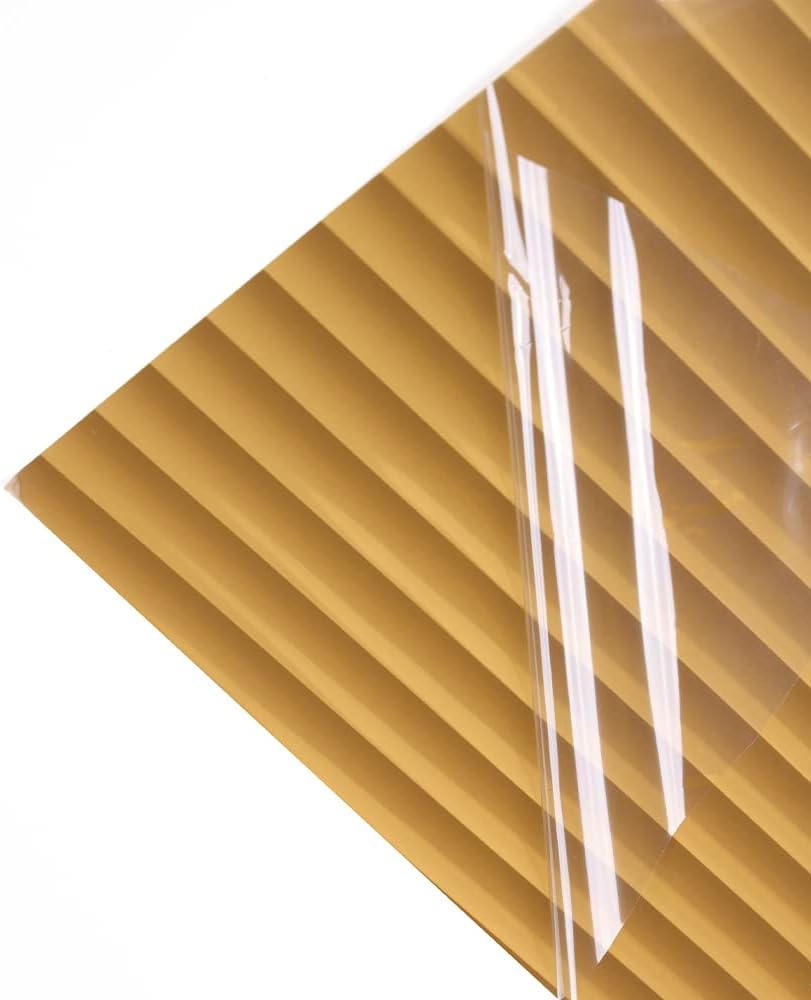 Sunice Amber Color Reeded Window Film Self-Adhesive Privacy Decals Film Brown Frosted Film for Home Bathroom Office (35"x78")