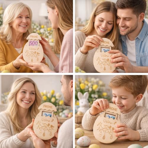 Ostern Geldgeschenke Verpackung 6 Stück, Holze Ostern Geldgeschenke, Ostereier Geldgeschenk