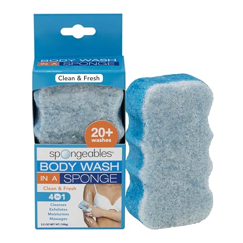 Spongeables Body Wash in a 20+ Wash Sponge, Clean & Fresh, 1 Count