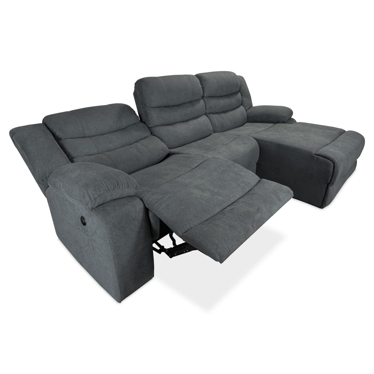 amuéblate Online Sofá Chaise Longue con Función Relax, Modelo Quena con Reclinación de Respaldo y Resposapiés, Madera, Marengo, 268 cm (Ancho) x 102,5 cm (Alto) x 159 cm (Fondo)