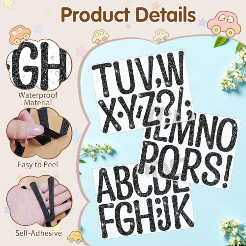 Image of Glitter Letter Stickers, 3 Inch Large Letters for Poster Board (Black) | 160 PCS,Self-Adhesive,Vinyl Alphabet Stickers,Bulletin Board Letters for Classroom,Party,DIY Crafts,Home,Office,Mailbox Decor