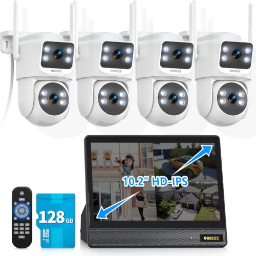 Image of (2026 New) 2K Wireless Security Camera System with 10 inch Monitor, Dual Lens PT Cameras, 128GB TF Card, 130 Wide Angle, Long Range WiFi +76%, PIR Detection, 2-Way Audio, No Monthly Fee