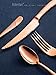 Xideman 16-Piece ​Modern Copper Hammered Silverware Set with Ultra Sharp 2-IN-1 Serrated Knife, Rose Gold 18/10 Stainless Steel Flatware Set, Utensil Cutlery Set for 4 Person, Forks Spoons Knives Set