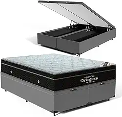 Cama Box Baú com Colchão de Molas Ensacadas Ortobom Elegante Superpocket Pillow In (Queen)